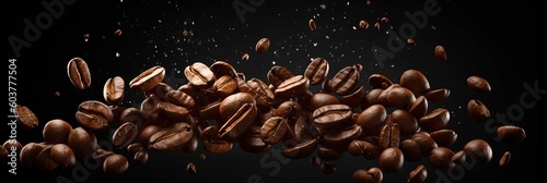 Fotografiet Flying coffee beans background
