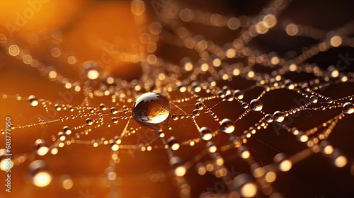 microscope photography of a spider web, soft light, close-up