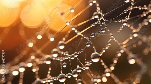 microscope photography of a spider web, soft light, close-up
