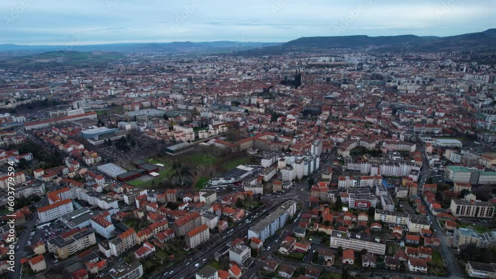 Aerial of the city Clermont-Ferrand in France on a sunny afternoon in spring. Aerial of the city Clermont-Ferrand in France on a sunny afternoon in spring.