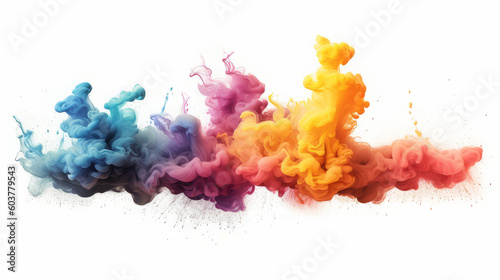 Color ink water rainbow background blend abstract cloud paint swirl burst. Colorful ink abstract  rainbow swirls in a burst of artistic energy. Pigment liquid chemical science. Generative AI