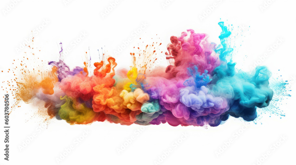 Color ink water rainbow background blend abstract cloud paint swirl burst. Colorful ink abstract: rainbow swirls in a burst of artistic energy. Pigment liquid chemical science. Generative AI