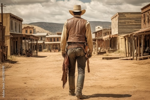 Cowboy wild west town buildings. Generate Ai