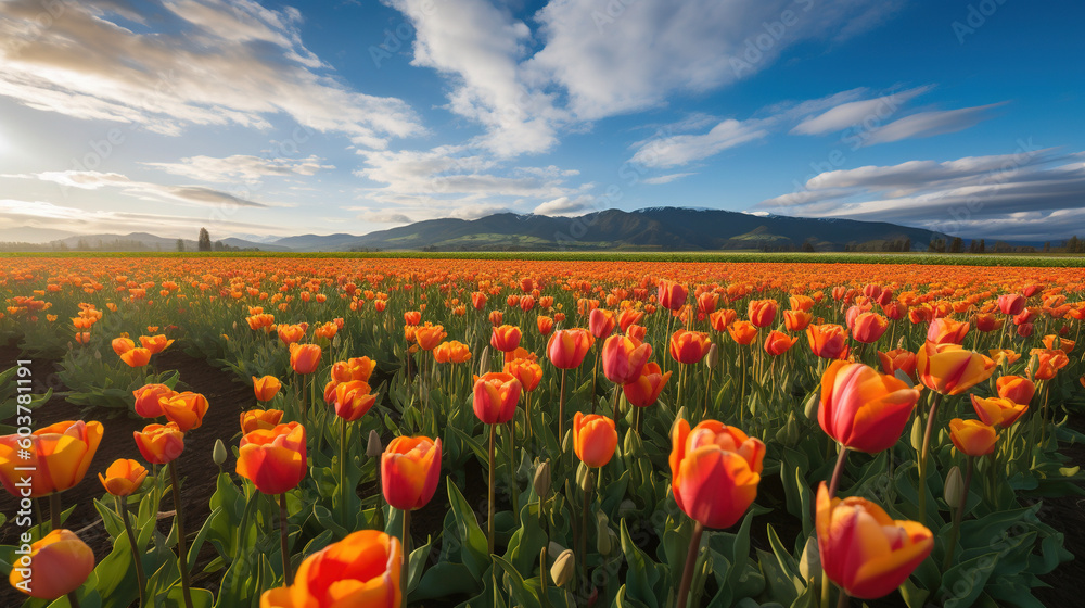 Field of tulips. AI