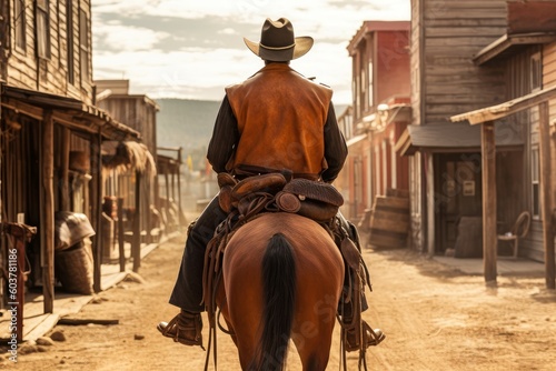 Cowboy horse ride wild west. Generate Ai