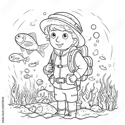 Black and white coloring pages for kids, simple lines, cartoon style, happy, cute, funny, The drawings in the children's coloring book are depicted in a series of different professions.