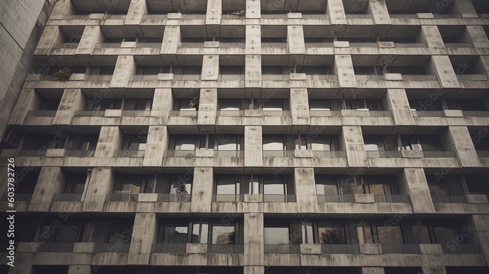 Ugly and derelict brutalist architecture building using AI Ugly and derelict brutalist architecture building using AI