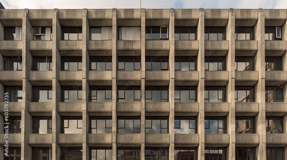 AI generated 2D facade of old Brutalist building AI generated 2D facade of old Brutalist building