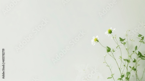 Photo floral background with flowers on right
