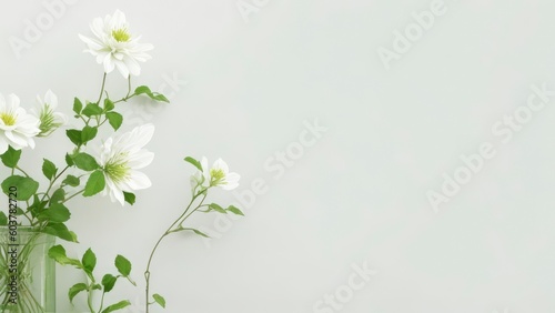 Photo floral background with flowers on left