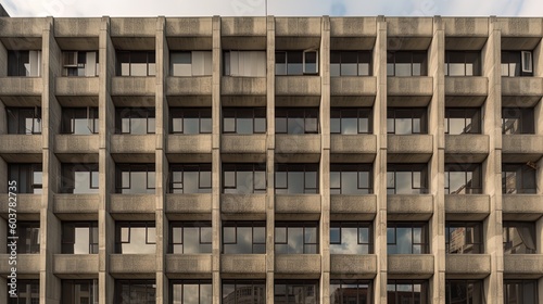 AI generated 2D facade of old Brutalist building 