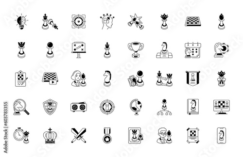 Fotografering Simple Set of Chess Related Vector Line Icons