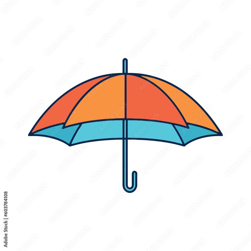 Umbrella in cartoon style, icon on white background. Vector illustration