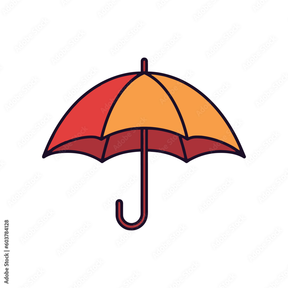 Umbrella in cartoon style, icon on white background. Vector illustration Umbrella in cartoon style, icon on white background. Vector illustration