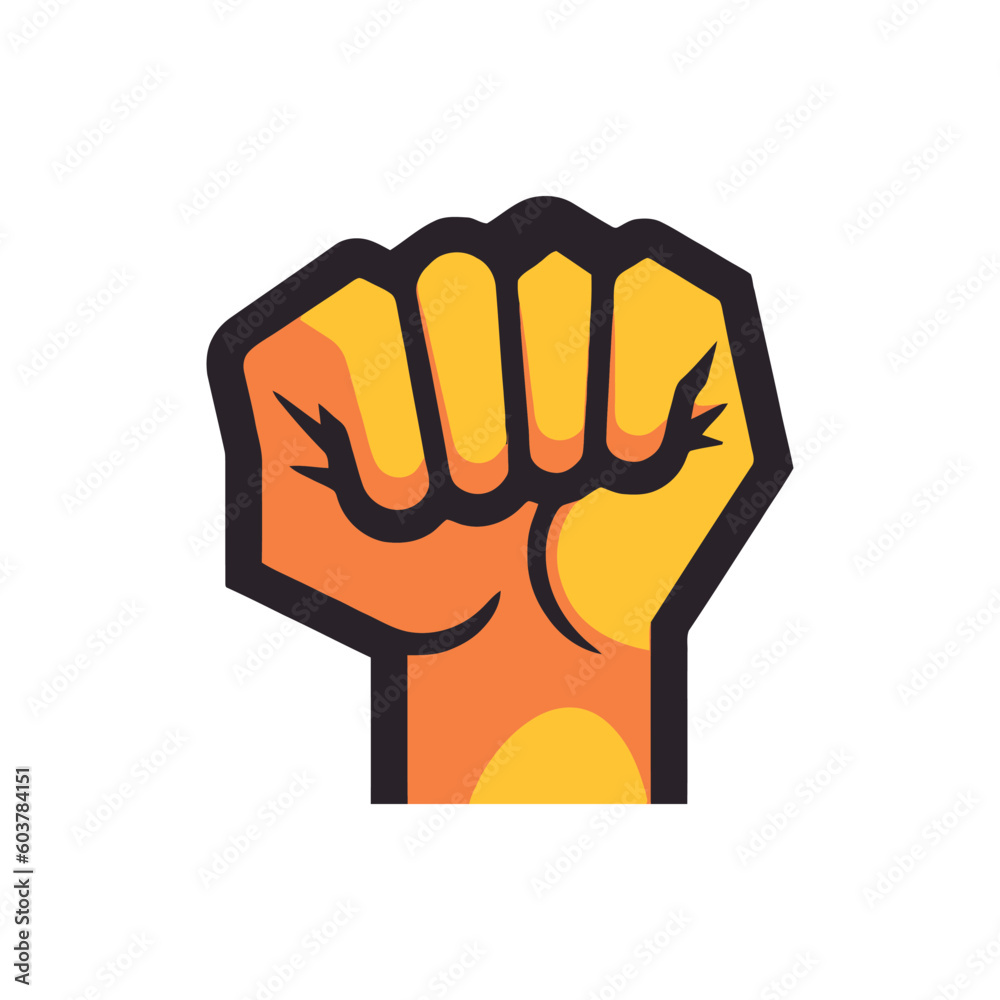Raised hand with a clenched fist on a white background. Vector illustration Raised hand with a clenched fist on a white background. Vector illustration