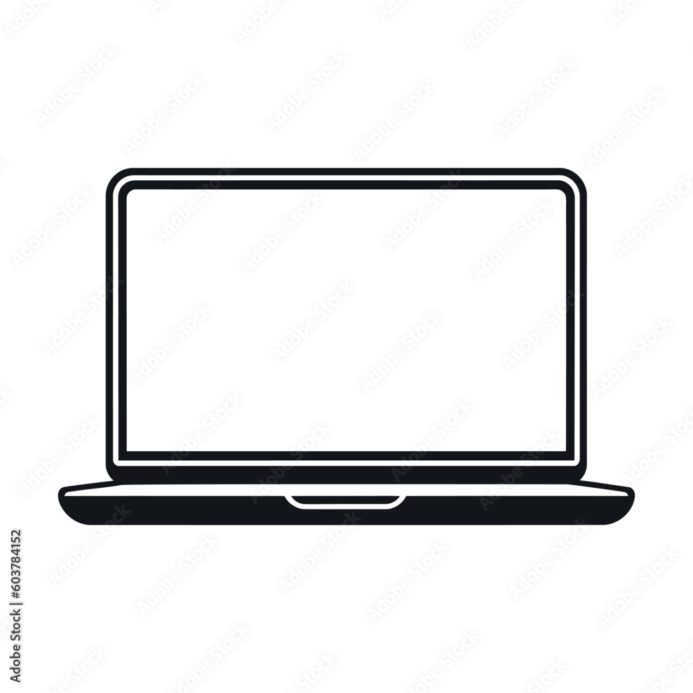 Black laptop icon on a white background. simple design. Vector illustration Black laptop icon on a white background. simple design. Vector illustration