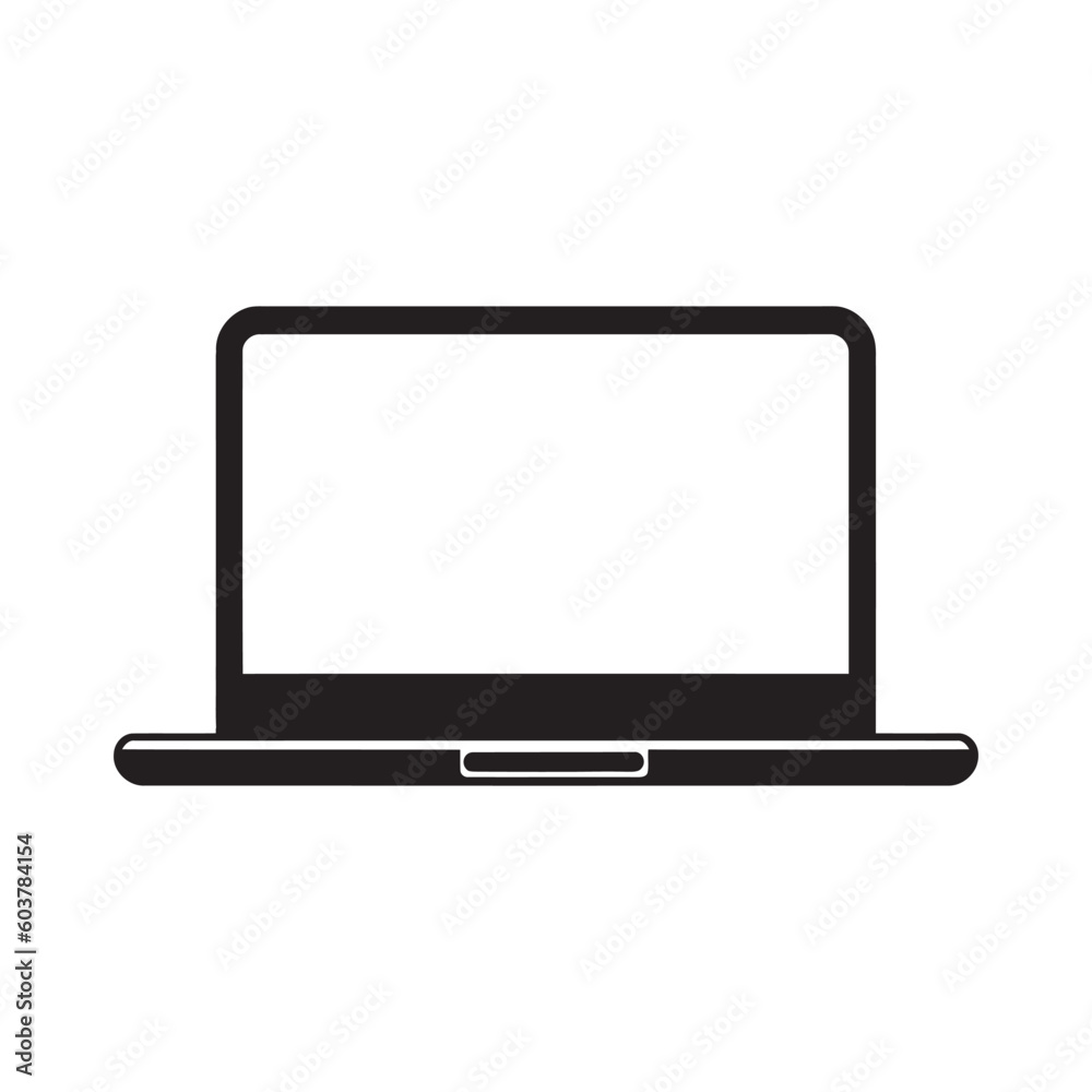 Black laptop icon on a white background. simple design. Vector illustration Black laptop icon on a white background. simple design. Vector illustration