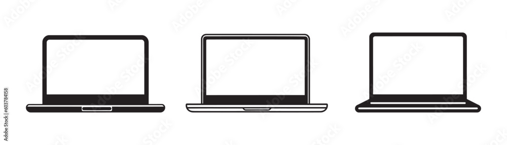 Set black laptop icon on a white background. simple design. Vector illustration Set black laptop icon on a white background. simple design. Vector illustration