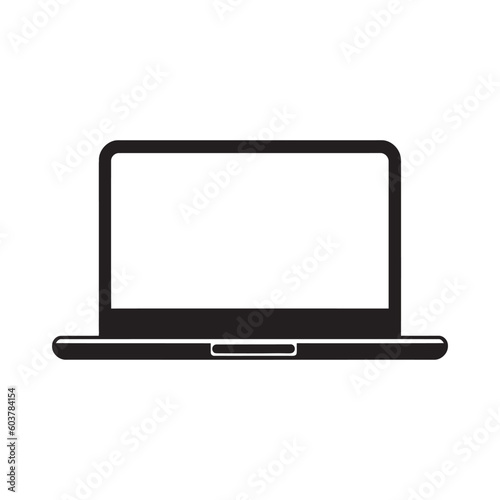 Black laptop icon on a white background. simple design. Vector illustration
