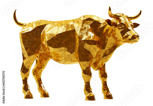 Golden calf on transparent background. Generative AI.