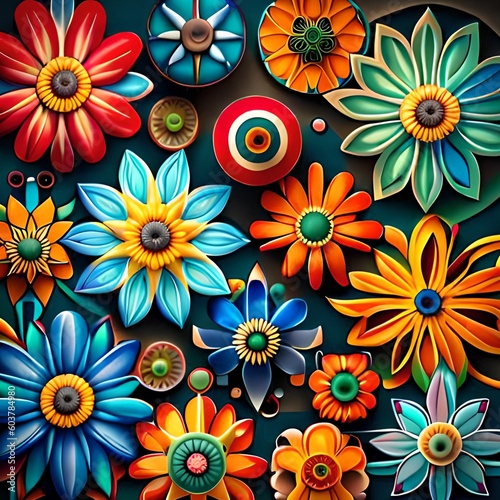 Beautiful abstract colorful flower pattern design artificial intelligence illustration, Generative AI