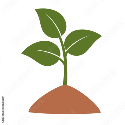 vector illustration of young green sprout in soil