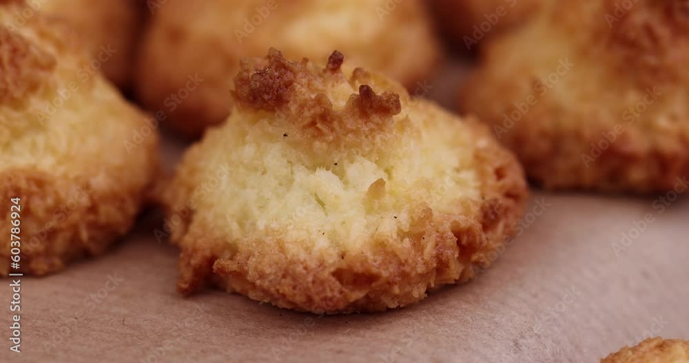 Small homemade coconut cookies made using coconut chips, homemade cookies close up Small homemade coconut cookies made using coconut chips, homemade cookies close up