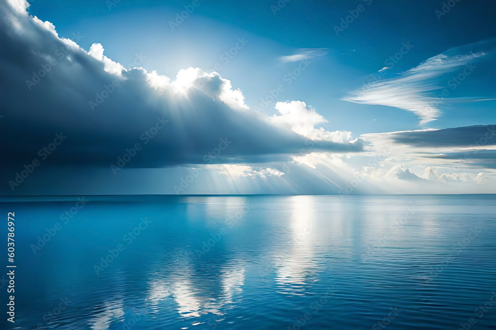 abstract seascape background, cloudy blue sky above the water. Nature panoramic wallpaper abstract seascape background, cloudy blue sky above the water. Nature panoramic wallpaper