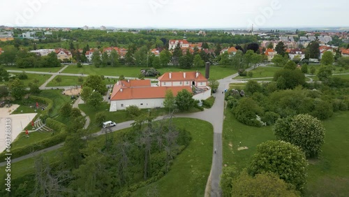 Aerial View of Prague Skyline: Stunning Ladronka Park and Cityscape photo