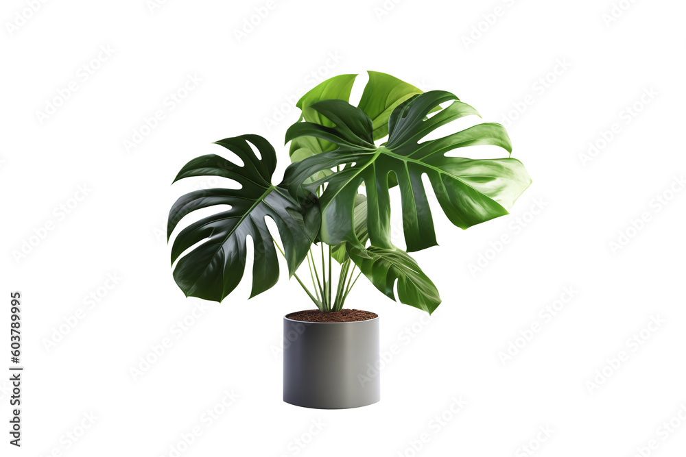 Lush Tropical Beauties: Monstera Plants on Transparent Background. Generative AI