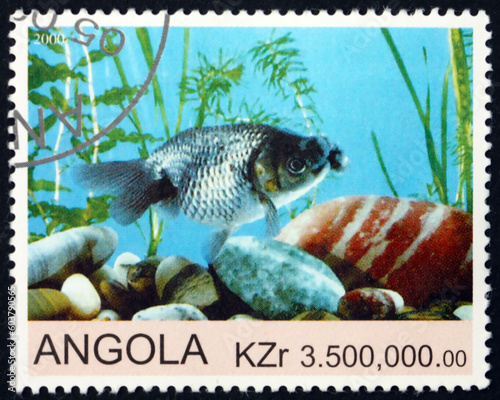 Obraz na płótnie Postage stamp Angola 2000 goldfish w salonie
