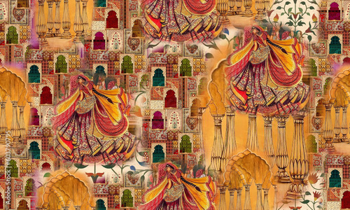 Seamless traditional Indian motif pattern