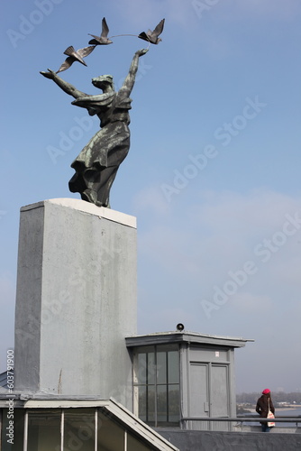 Soviet sculpture in Kyiv.