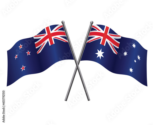 New Zealand and australian flags crossed