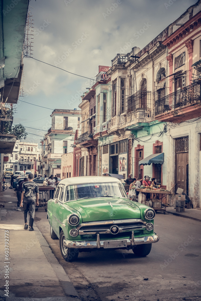 Life in the streets and historic districts of Havana in Cuba