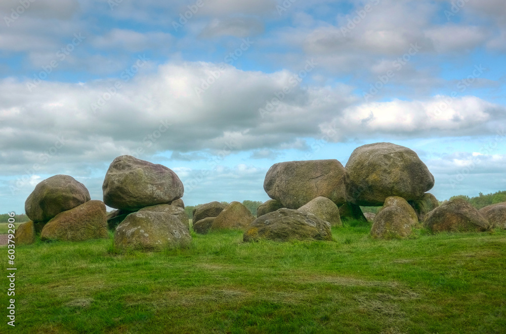 Prehistoric passage grave, a hunebed, near the dutch village Loon in the Netherlands