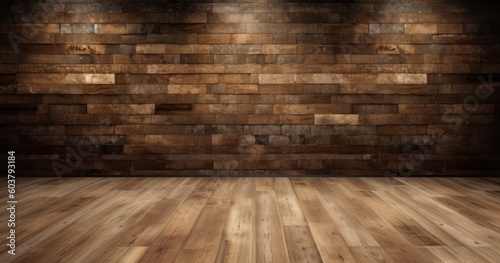 Brown wood texture background coming from natural tree. The wooden panel has a beautiful dark pattern, hardwood floor texture. created with Generative AI technology © lililia