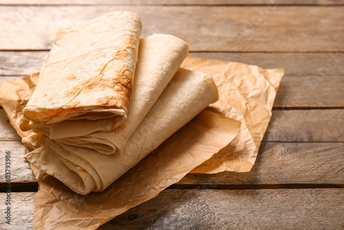 Freshly baked lavash bread ...
