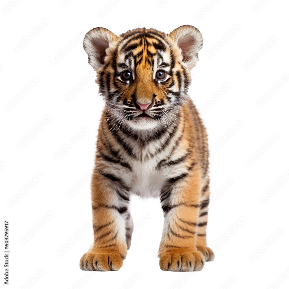 Obraz premium Tiger Cub with Transparent Background