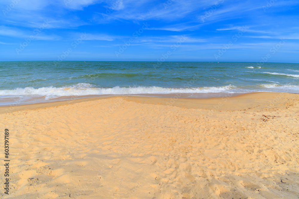 The landscape of a Brazilian northeast beach, Trancoso - Nativos Beach, Porto Seguro - Bahia state. Tropical Brazilian beach during summer.