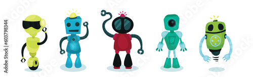 Cute Humanoid or Robot with Limbs as Artificial Intelligence Vector Set