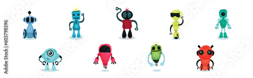 Cute Humanoid or Robot with Limbs as Artificial Intelligence Vector Set