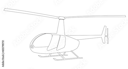 heli ,Helicopter detailed line art vector