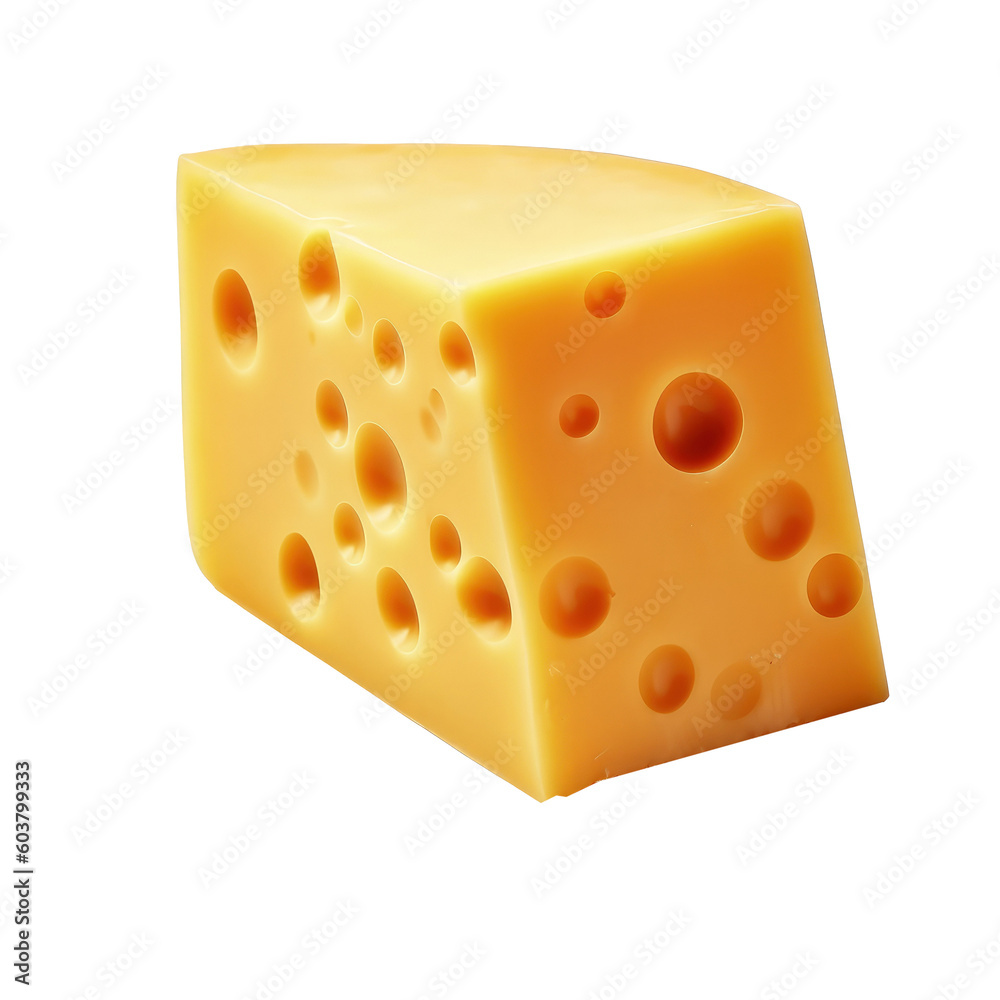 Delicious piece of cheese, isolated Illustration AI Generative. Delicious piece of cheese, isolated Illustration AI Generative.