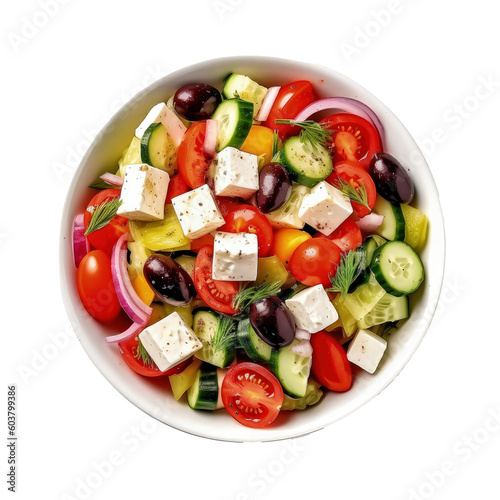 Greek salad isolated. Illustration AI Generative.