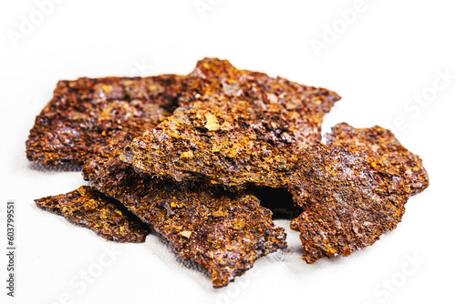 fragments and pieces of corroded metal, rusty metal, on isolated white background