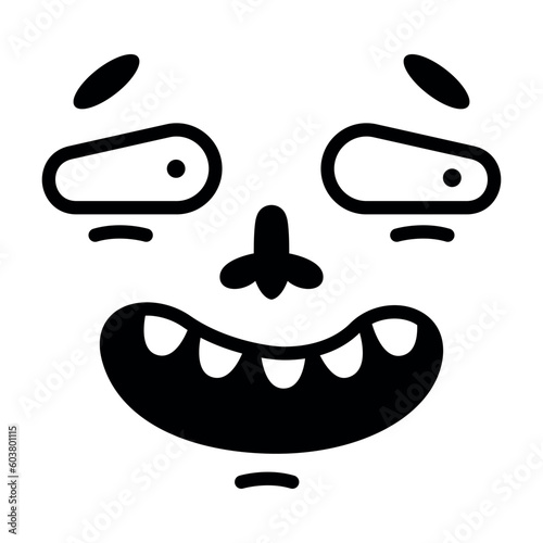 Retro Cartoon Mascot Face with Eyes and Open Mouth Vector Illustration