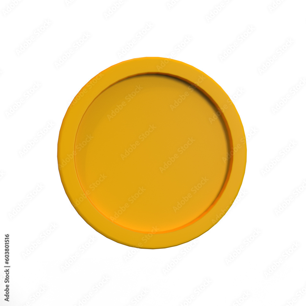 3d render yellow coin isolated illustration