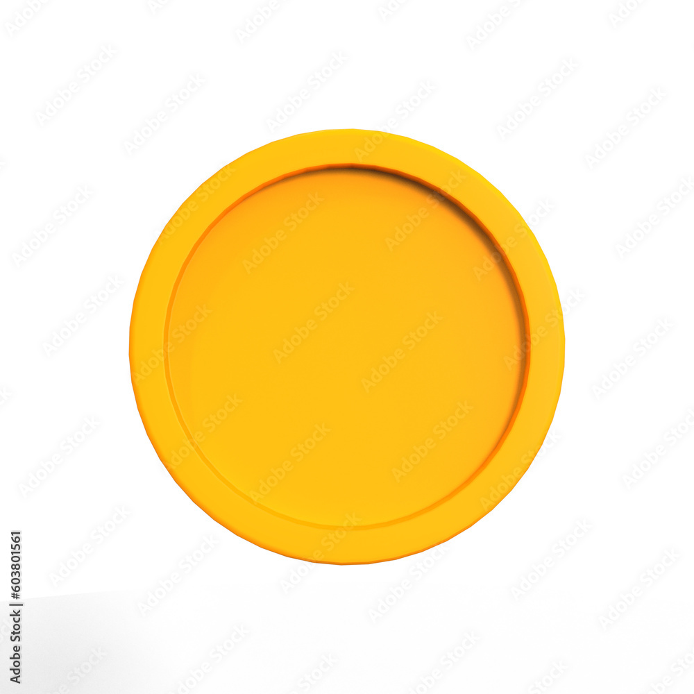 3d render yellow coin isolated illustration