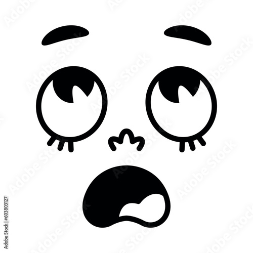 Retro Cartoon Mascot Face Looking Up and Shouting Vector Illustration